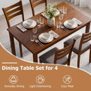 5-Piece Dining Table Set with Linen Fabric Upholstered Chairs and Solid Rubber Wood Frame for 4 People by LJGDeals