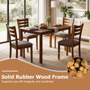 5-Piece Dining Table Set with Linen Fabric Upholstered Chairs and Solid Rubber Wood Frame for 4 People by LJGDeals