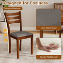 5-Piece Dining Table Set with Linen Fabric Upholstered Chairs and Solid Rubber Wood Frame for 4 People by LJGDeals