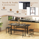 5 Piece Dining Table Set for 4-6 with 2 Benches & 2 Stools for Kitchen Dining Room by LJGDeals