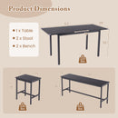 5 Piece Dining Table Set for 4-6 with 2 Benches & 2 Stools for Kitchen Dining Room-Black