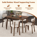 5-Piece Dining Table Set for 4 with Rubber Wood Frame and Padded Set-Brown by LJGDeals