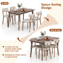 5-Piece Dining Table Set for 4 with Rubber Wood Frame and Padded Set-Brown