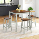 5 Piece Dining Table Set with 4 Saddle Stools for Kitchen Dining Room Apartment-Ash Gray by LJGDeals