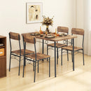5-Piece Industrial Dining Table Set for 4 for Small Place Apartment-Brown by LJGDeals