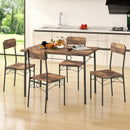 5-Piece Industrial Dining Table Set for 4 for Small Place Apartment-Brown by LJGDeals