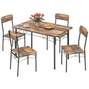 5-Piece Industrial Dining Table Set for 4 for Small Place Apartment-Brown by LJGDeals