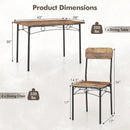 5-Piece Industrial Dining Table Set for 4 for Small Place Apartment-Brown by LJGDeals