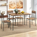 5-Piece Industrial Dining Table Set for 4 for Small Place Apartment-Brown by LJGDeals
