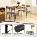 5-Piece Industrial Dining Table Set for 4 for Small Place Apartment-Brown by LJGDeals