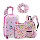 5 Piece Kids Luggage Set with Backpack Neck Pillow Name Tag Lunch Bag by LJGDeals