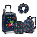 5 Piece Kids Luggage Set with Backpack Neck Pillow Name Tag Lunch Bag