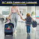 5 Piece Kids Luggage Set with Backpack Neck Pillow Name Tag Lunch Bag