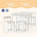 5-Piece Kids Table and Chairs Set Solid Rubber Wood Toddler Activity Table