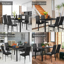 5 Piece Kitchen Dining Set with Glass Metal Table and 4 Chairs by LJGDeals