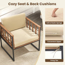 5 Piece Outdoor Furniture Set Acacia Wood Chair Set with Ottomans and Coffee Table-Beige by LJGDeals