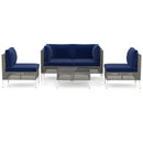 5 Piece Outdoor Furniture Set Patio Rattan Chairs with Tempered Glass Coffee Table-Navy by LJGDeals