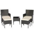 5 Pieces Outdoor Wicker Sofa Set with Coffee Table and 2 Ottomans by LJGDeals