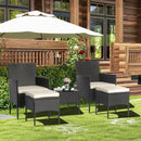 5 Pieces Outdoor Wicker Sofa Set with Coffee Table and 2 Ottomans by LJGDeals