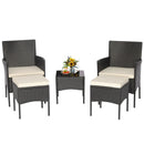 5 Pieces Outdoor Wicker Sofa Set with Coffee Table and 2 Ottomans by LJGDeals