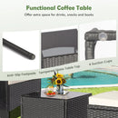 5 Pieces Outdoor Wicker Sofa Set with Coffee Table and 2 Ottomans by DirectDeals