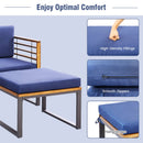 5 Piece Patio Acacia Wood Chair Set with Ottomans and Coffee Table-Navy