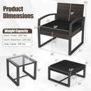 5-Piece Patio Conversation Set with 2 Ottomans and Tempered Glass Side Table by LJGDeals