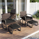 5-Piece Patio Conversation Set with 2 Ottomans and Tempered Glass Side Table by LJGDeals