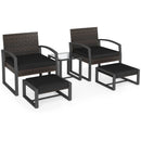 5-Piece Patio Conversation Set with 2 Ottomans and Tempered Glass Side Table by DirectDeals