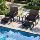 5-Piece Patio Conversation Set with 2 Ottomans and Tempered Glass Side Table by LJGDeals