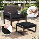 5-Piece Patio Conversation Set with 2 Ottomans and Tempered Glass Side Table by LJGDeals