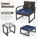 5-Piece Patio Conversation Set with 2 Ottomans and Tempered Glass Side Table by DirectDeals