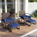 5-Piece Patio Conversation Set with 2 Ottomans and Tempered Glass Side Table by LJGDeals