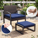 5-Piece Patio Conversation Set with 2 Ottomans and Tempered Glass Side Table by LJGDeals