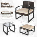 5-Piece Patio Conversation Set with 2 Ottomans and Tempered Glass Side Table by LJGDeals