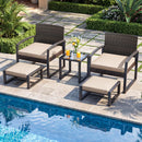 5-Piece Patio Conversation Set with 2 Ottomans and Tempered Glass Side Table by DirectDeals