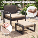5-Piece Patio Conversation Set with 2 Ottomans and Tempered Glass Side Table by DirectDeals
