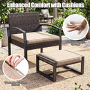5-Piece Patio Conversation Set with 2 Ottomans and Tempered Glass Side Table by LJGDeals