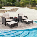 5 Piece Patio Conversation Set Outdoor Rattan Sofa Set with Coffee Table-Beige by LJGDeals
