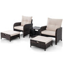 5 Piece Patio Conversation Set Outdoor Rattan Sofa Set with Coffee Table-Beige by LJGDeals