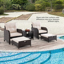 5 Piece Patio Conversation Set Outdoor Rattan Sofa Set with Coffee Table-Beige by LJGDeals