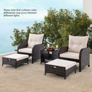 5 Piece Patio Conversation Set Outdoor Rattan Sofa Set with Coffee Table-Beige by LJGDeals