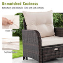 5 Piece Patio Conversation Set Outdoor Rattan Sofa Set with Coffee Table-Beige by LJGDeals