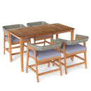 5 Piece Patio Dining Set Solid Wood with Rattan Backrest and Cushions by LJGDeals