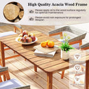 5 Piece Patio Dining Set Solid Wood with Rattan Backrest and Cushions by DirectDeals