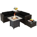 5-Piece Patio Furniture Set with 30 Inches Gas Fire Pit Table Outdoor PE Wicker Sofa Set by LJGDeals