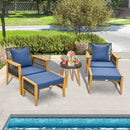 5 Piece Patio Furniture Set with Coffee Table and 2 Ottomans-Navy by LJGDeals