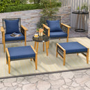 5 Piece Patio Furniture Set with Coffee Table and 2 Ottomans-Navy by LJGDeals