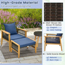 5 Piece Patio Furniture Set with Coffee Table and 2 Ottomans-Navy by LJGDeals
