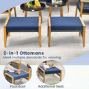 5 Piece Patio Furniture Set with Coffee Table and 2 Ottomans-Navy by LJGDeals